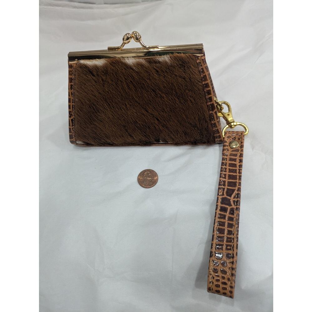 Vintage Claudia Roldani Leather Frame Purse Retro Cowboy Western Boho Kiss Lock